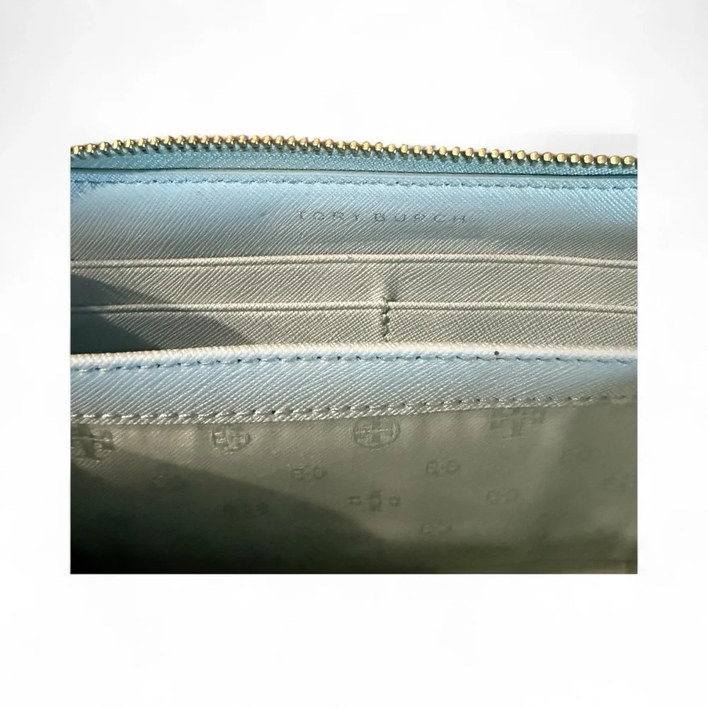 Tory Burch Sky Blue Zip Wallet - Picture 10 of 13